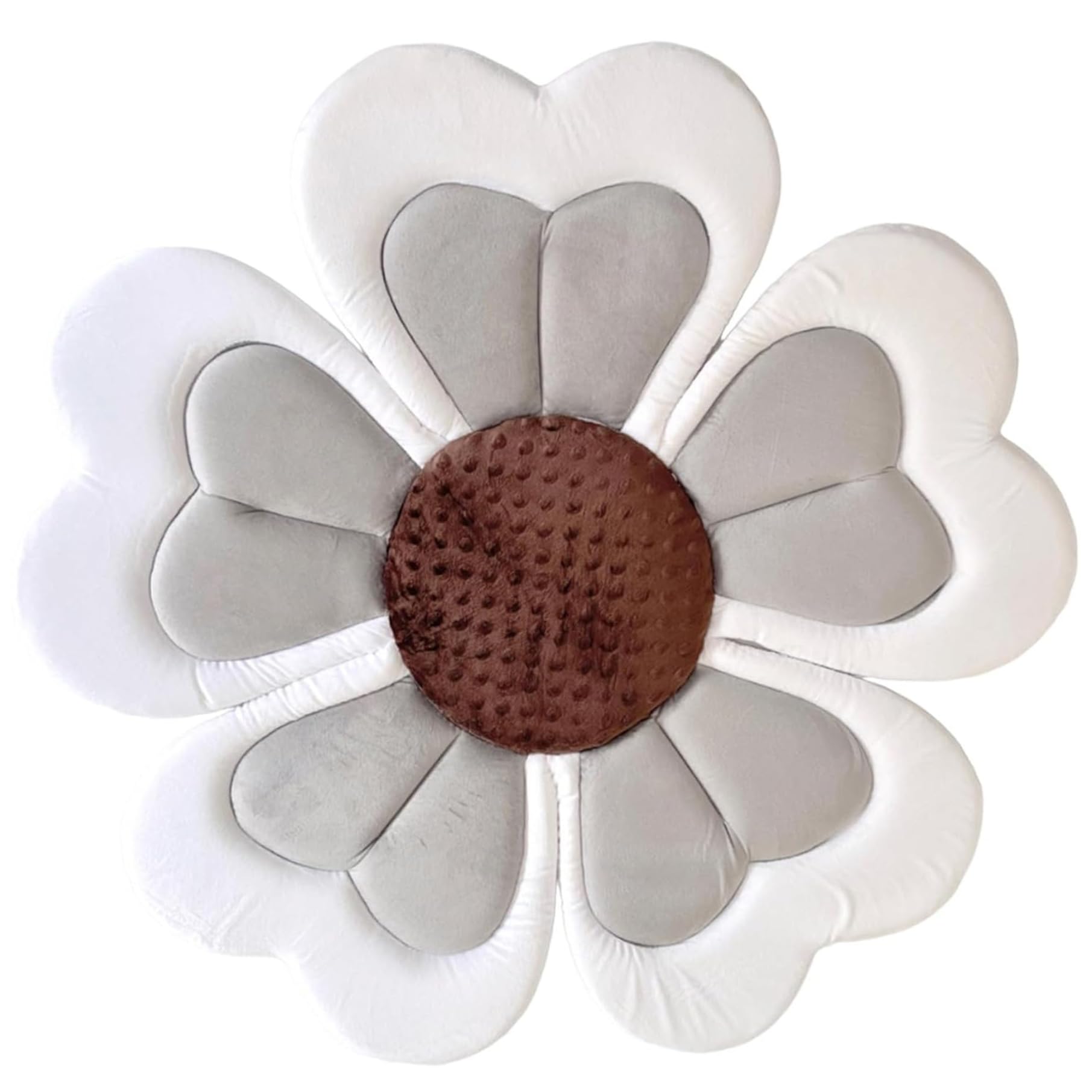Supporto per bagnetto per bambini 31, 5x1, 2 '' Vaschetta per il bagnetto morbida anticollisione Elementi essenziali per il bagno con fiori a foglia grigia con bordo bianco per sedersi o gattonare