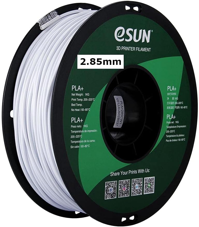 3mm Cool White PLA PRO (PLA+) 3D Printer Filament 1KG Spool (2.2lbs), Actual Diameter 2.85mm +/- 0.05mm, Cool White, for 3mm/2.85mm Printers only