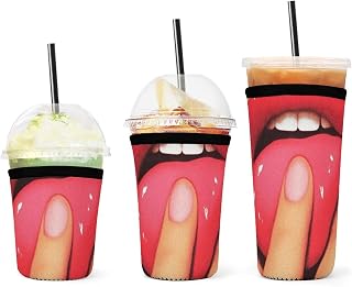 3 Piece Non-Slip Neoprene Drink Sleeves, African American Black Women Sexy Girl Covers for Iced Coffee Cup, Protects Hands and Keeps Drinks Warm Cold, Stretchable Cup Sleeves