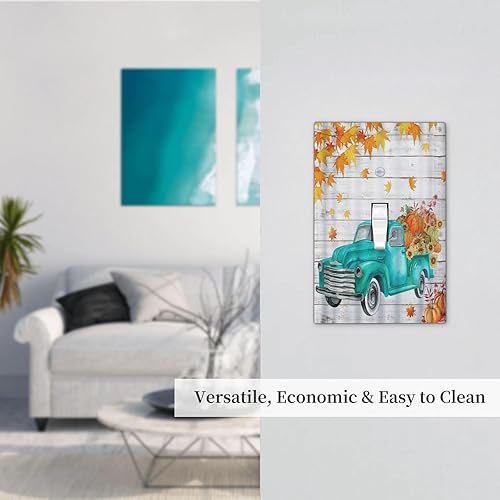 Miniatura 7 de Placas de pared vintage de otoño y otoño con una sola palanca, hojas de camión, textura de tablón, cubierta de interruptor de luz de 1 pandilla,
