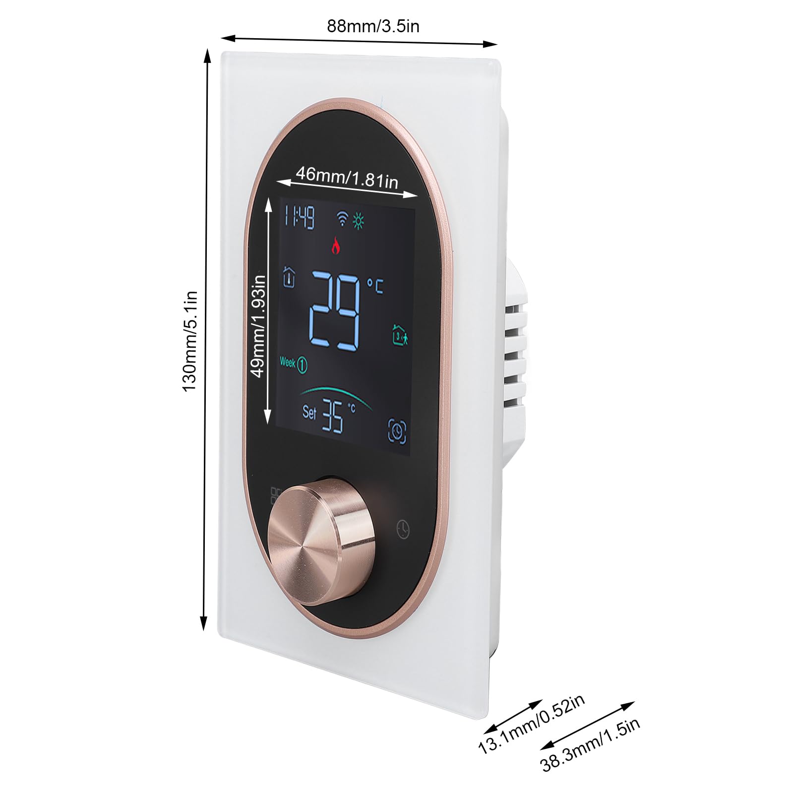 Inteligentny Kolorowy Termostat, Pilot z Wyświetlaczem LCD, Tryb Oszczędzania Energii dla Domowego Biura, ABS i Stop Aluminium (Normalny model #13)