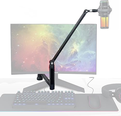 mic brazo de palo ajustable con abrazadera de montaje de escritorio tornillo adaptador gestión de cables, para Audio-Technica shure sm58 beta58 sm7b