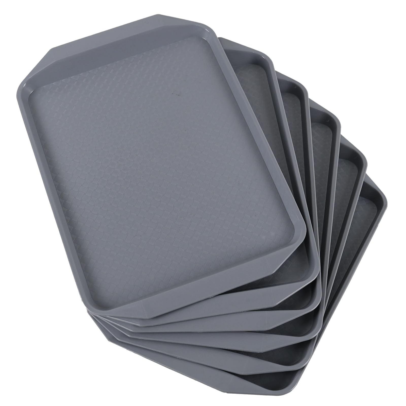 – Ordate Set of 6 Plastic Fast Food Trays, Grey Serving Tray
