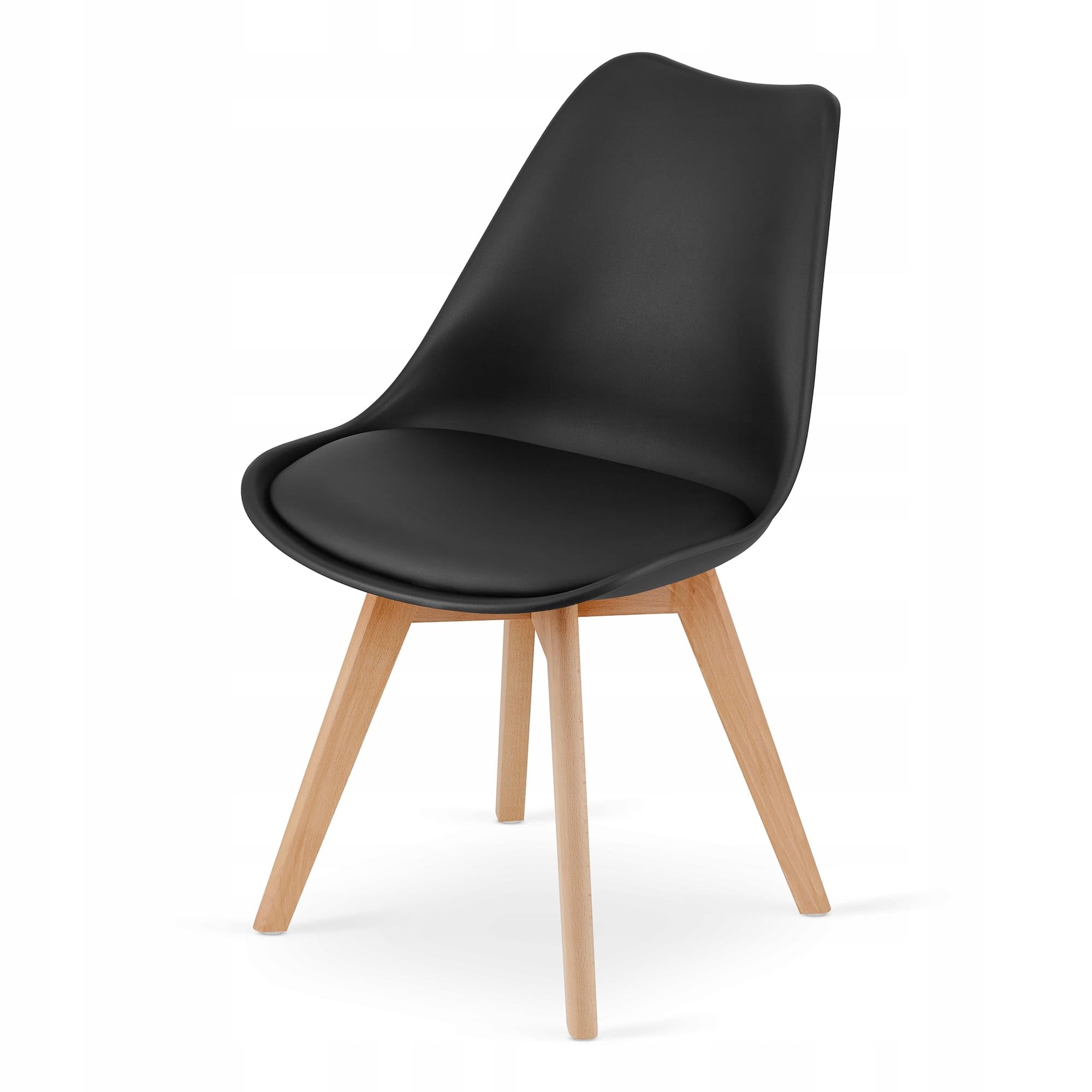 Conjunto Mesa Rectangular 120 x 80 cm y 4 Sillas Comedor Negro - Mesa de Cocina con Sillas con Cojín de Cuero Sintético y Patas de Madera de Haya