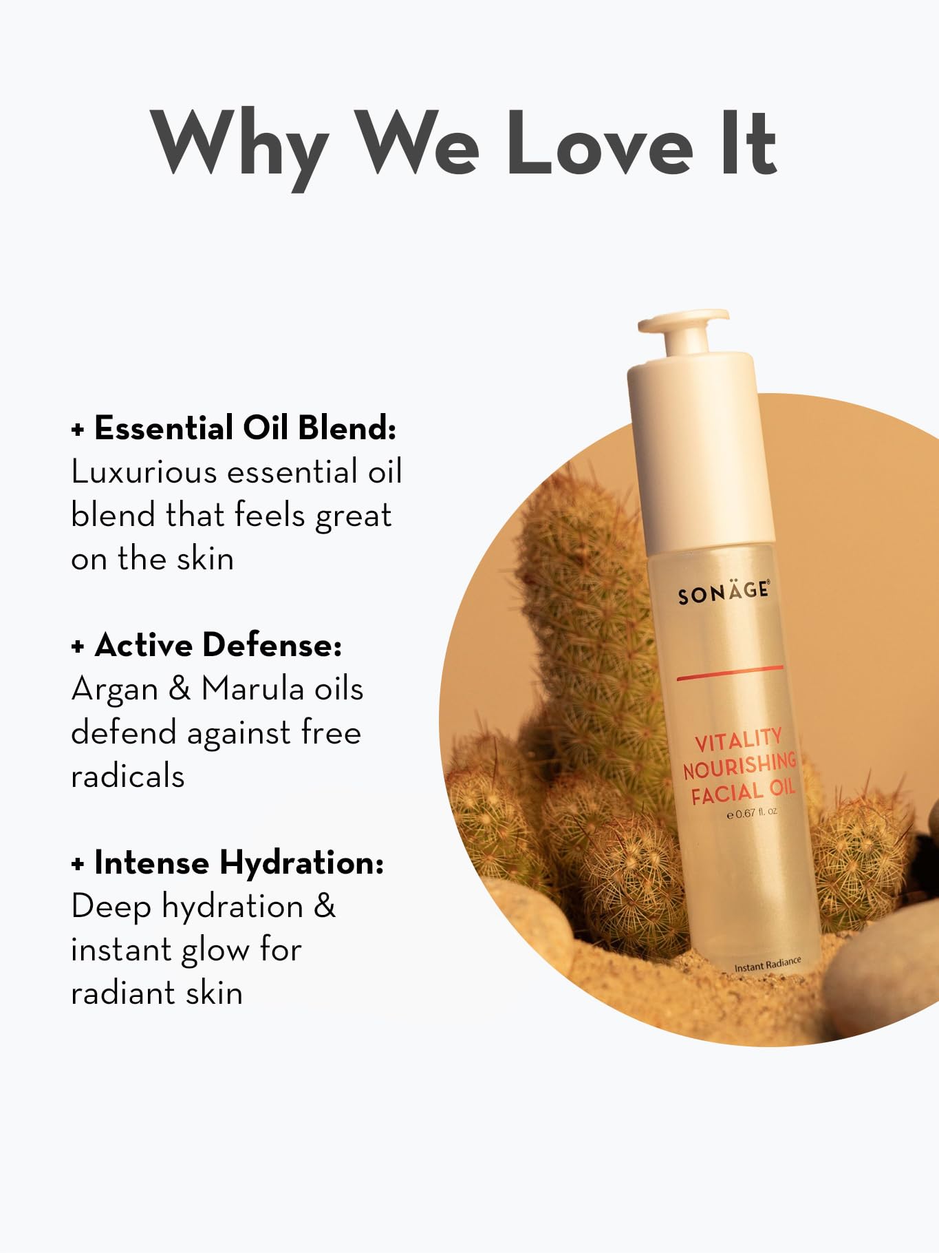 Sonage Vitality Nourishing Facial Oil - Hydrate & Glow with Argan and Marula Oils - Perfect for Massage