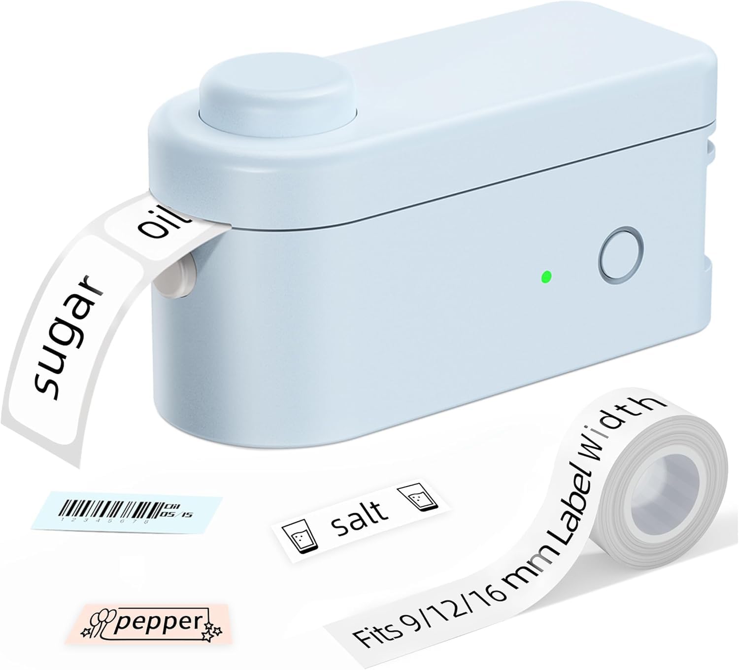 Makeid L1 Mini Etichettatrice Set, Stampante di Etichette Bluetooth per iOS & Android, Etichettatrice Ricaricabile Portatile con 1 Rotoli di Etichette Adesive (Standard SD, Blue)