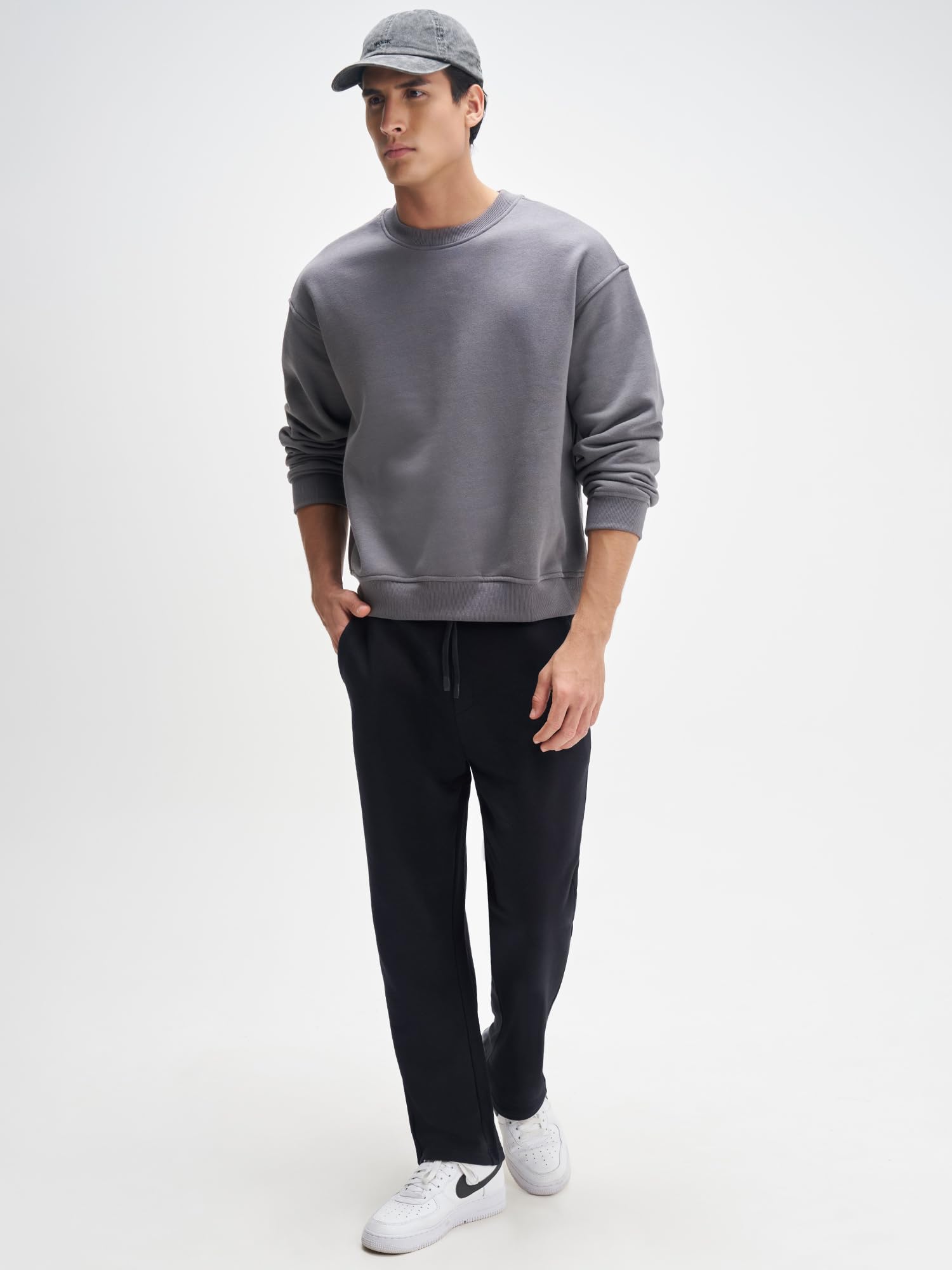 XYXX Pantalón de chándal de algodón peinado liso para hombre | Pantalón de chándal para hombre | Cordón | Ajuste sólido y relajado
