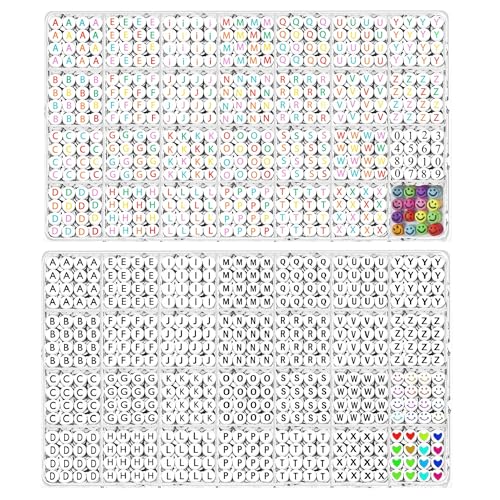 YMSDZHL 2Box 2500Pcs+ Alphabet Letter Beads, 4x7 mm A-Z and Smile, Heart, Figure,Acrylic Beads, Beads for Jewelry Making, Beads for Bracelet Making Kits Beads