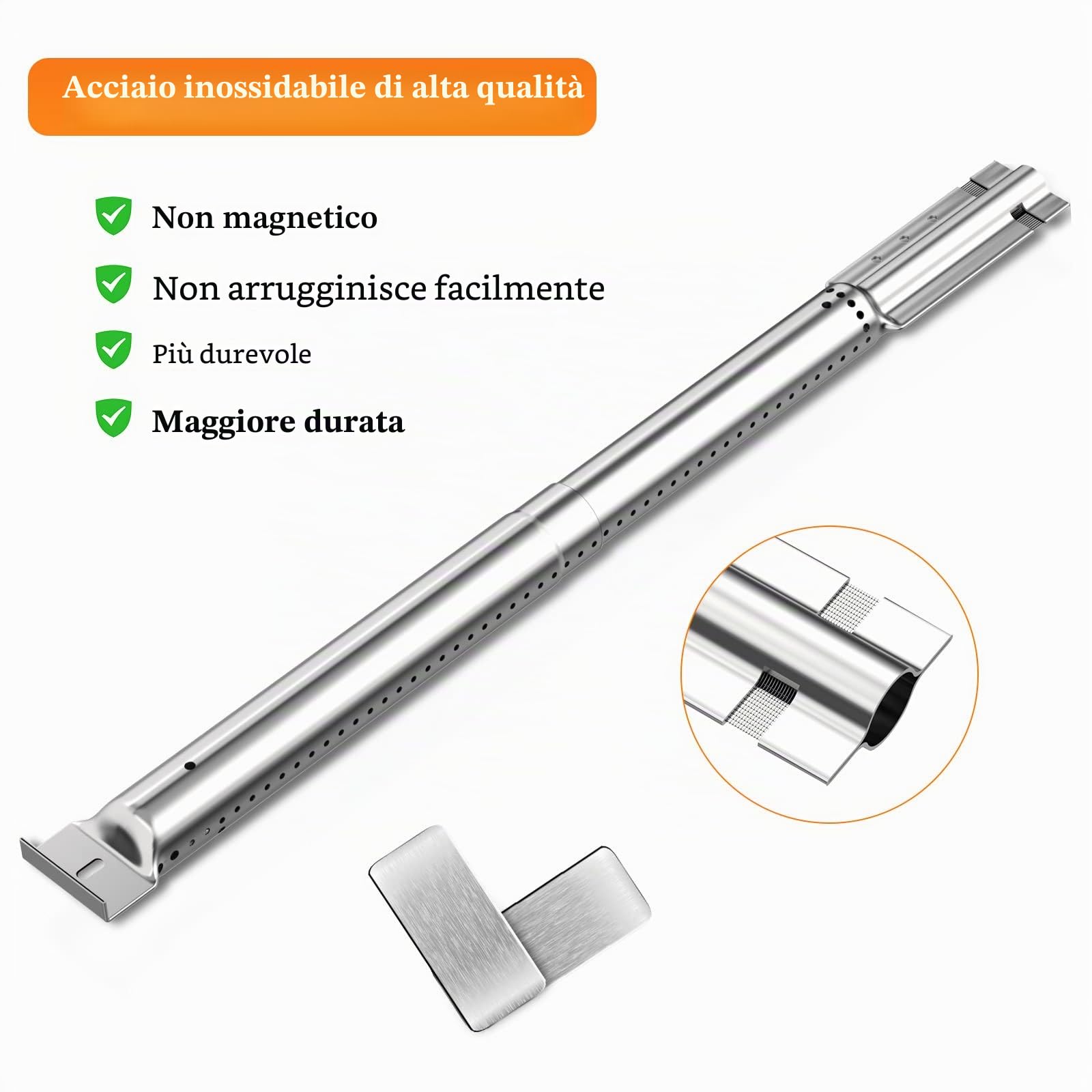 Bruciatori Regolabili,Bruciatore a Tubo Universali in Acciaio Inox 31 a 44 cm Accessori per Barbecue a Gas