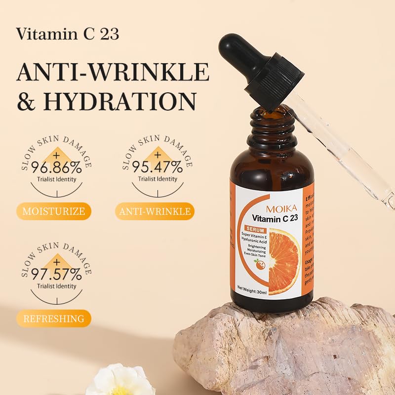 Vitamin C Glow Serum with Hyaluronic Acid and Vitamin E for Face - Brightening, Hydrating and Moisturizing Facial Serum for Radiant, Even-Looking Skin - Lightweight, Non-sticky, 1 Fl. Oz - Image 3