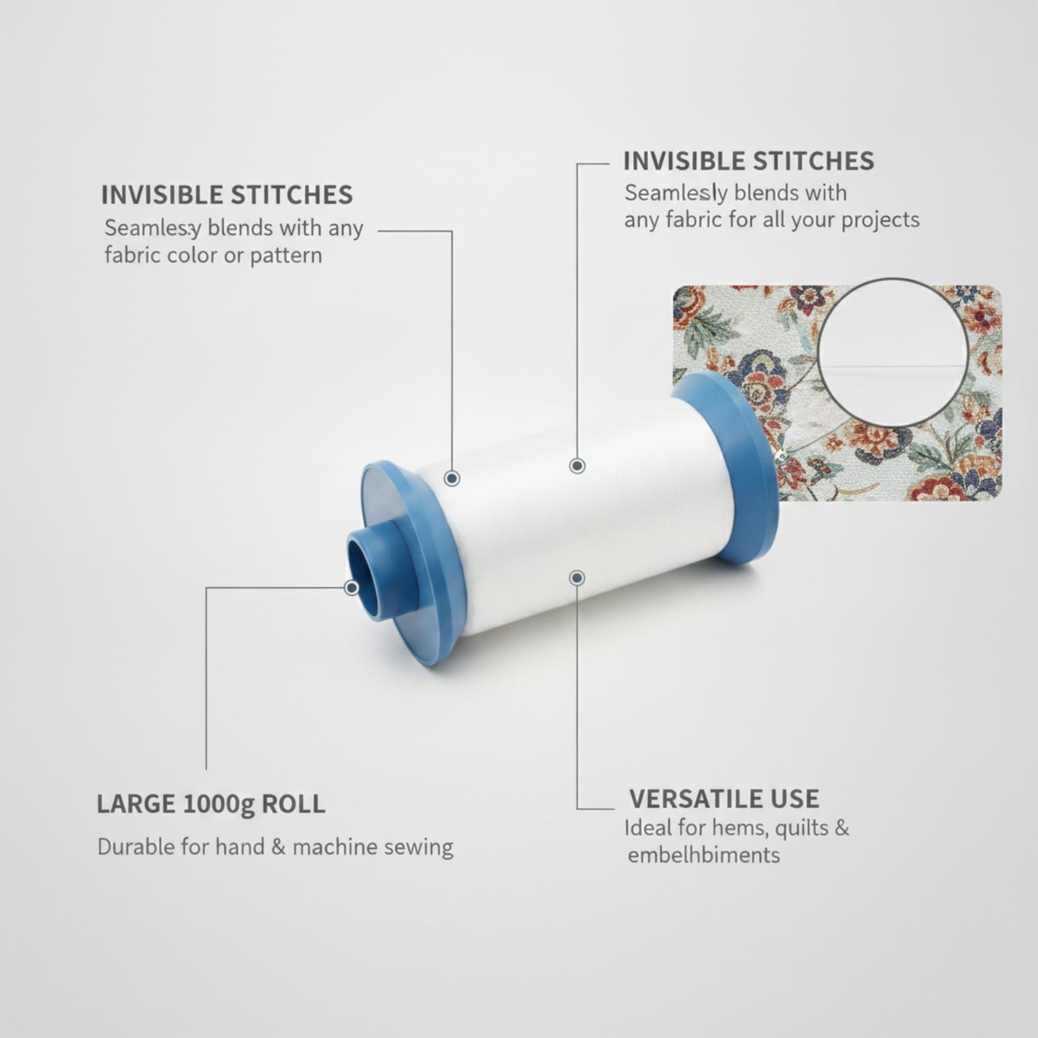 Hilo de coser de poliamida, monofilamento transparente de 0,1 mm para dobladillo invisible y reparaciones de manualidades, carrete de 5000 m, perfecto para proyectos de costura y manualidades