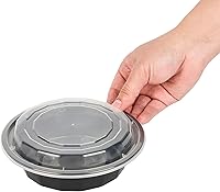 Vista 7 de Asporto - Cajas para llevar de 16 onzas, 50 recipientes de alimentos para llevar para microondas, tapas de plástico transparente incluidas, no Negro
