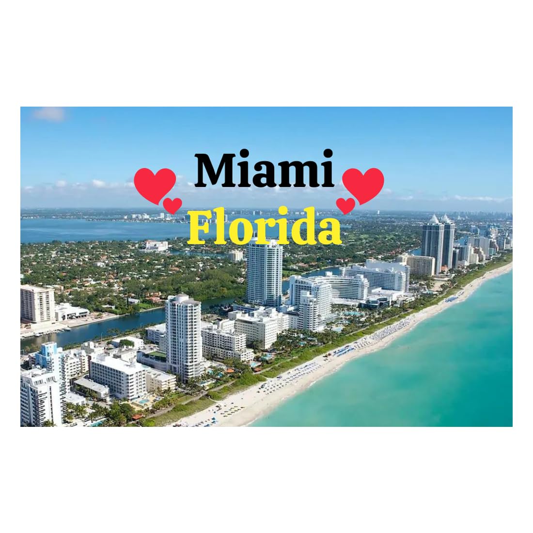 AVI Rubber Rectangular Fridge Magnet Multicolor Miami Florida America Travel Destination Design RFM00342S