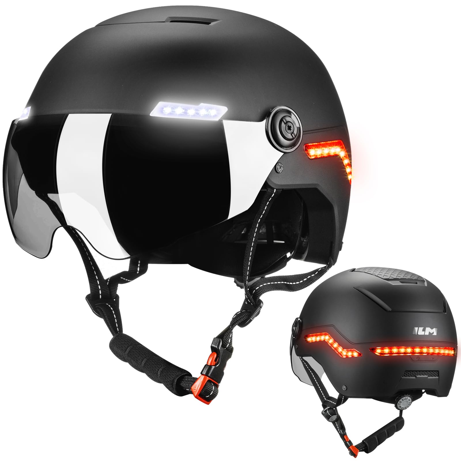 ILM Smart Adult Bike Helmet Front Side Rear LED Light Automatic G-Sensor Turn Signal & Brake Warning Road Cycling Model MB101L