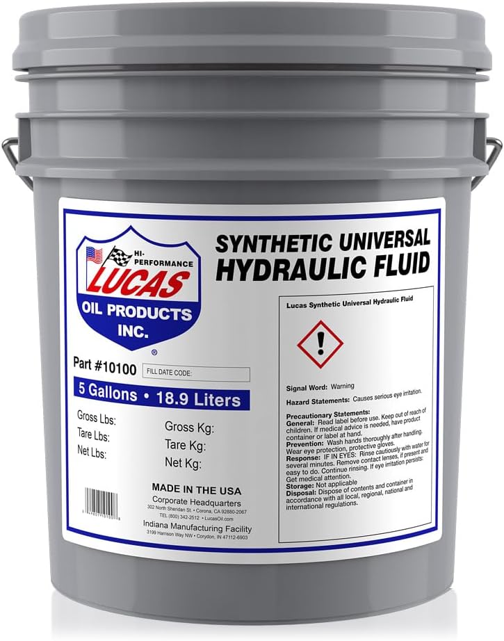 Lucas Oil 10100 Synthetic Universal Hydraulic Fluid, 5 Gallon Pail