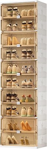 Miniatura 7 de JEKO&JEKO Organizador de zapatero plegable de 8 niveles para armario y entrada, caja grande de almacenamiento de zapatos colapsable con puertas