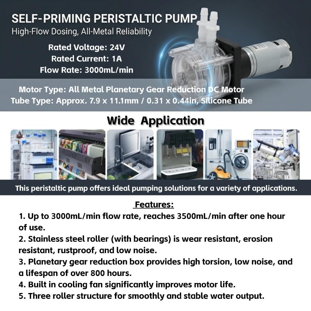 Selbstansaugender DC-Untersetzungsmotor Für Peristaltikpumpen 3000 Ml/min Peristaltikpumpenmotor Mit Durchfluss Ganzmetall-DC-Untersetzungsmotor Siruppumpen