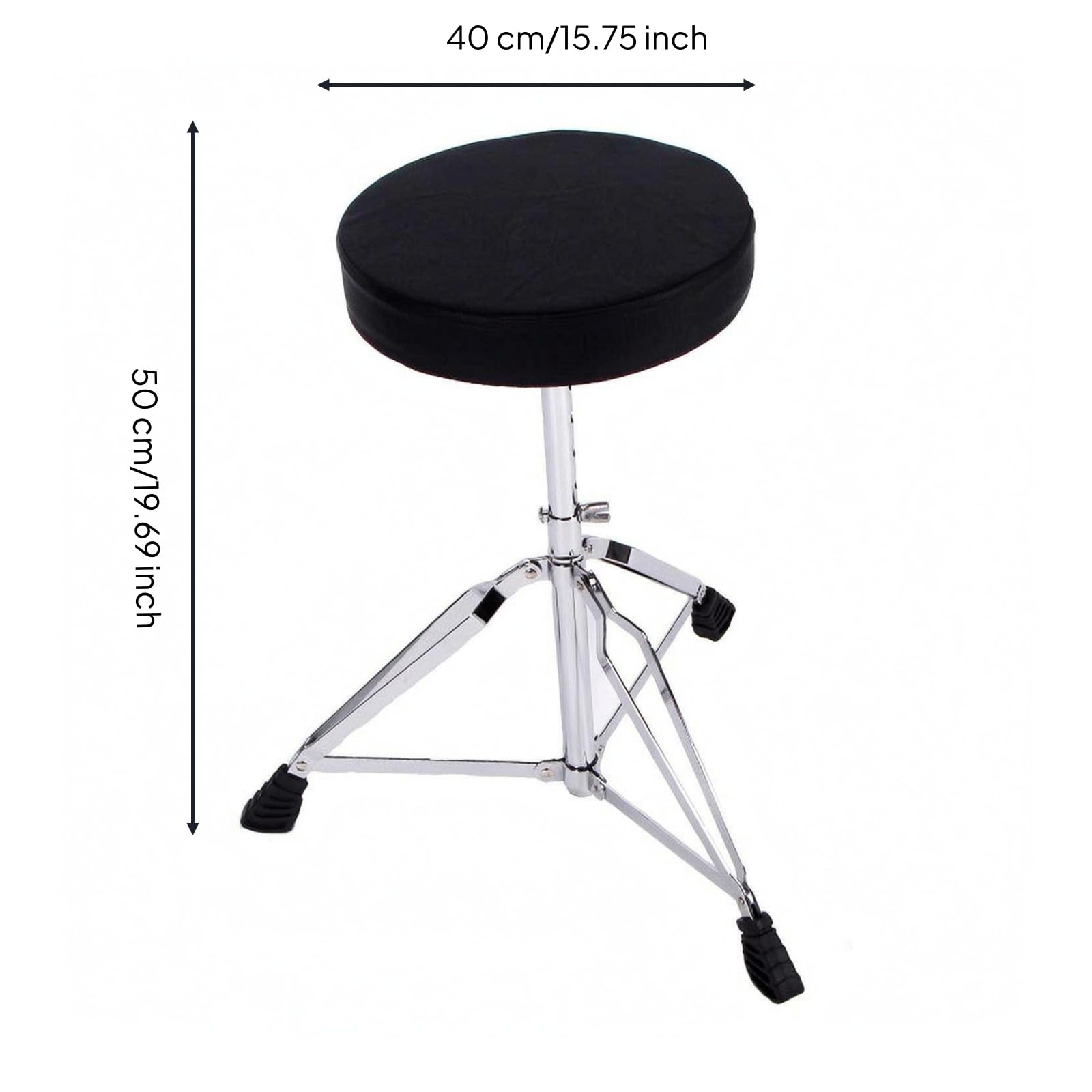 kowaku Asiento de Batería Ajustable Taburete Trípode Silla Plegable Banco Acolchado con Regulable y Base Antideslizante Adecuado para Escenario Escuela de Música
