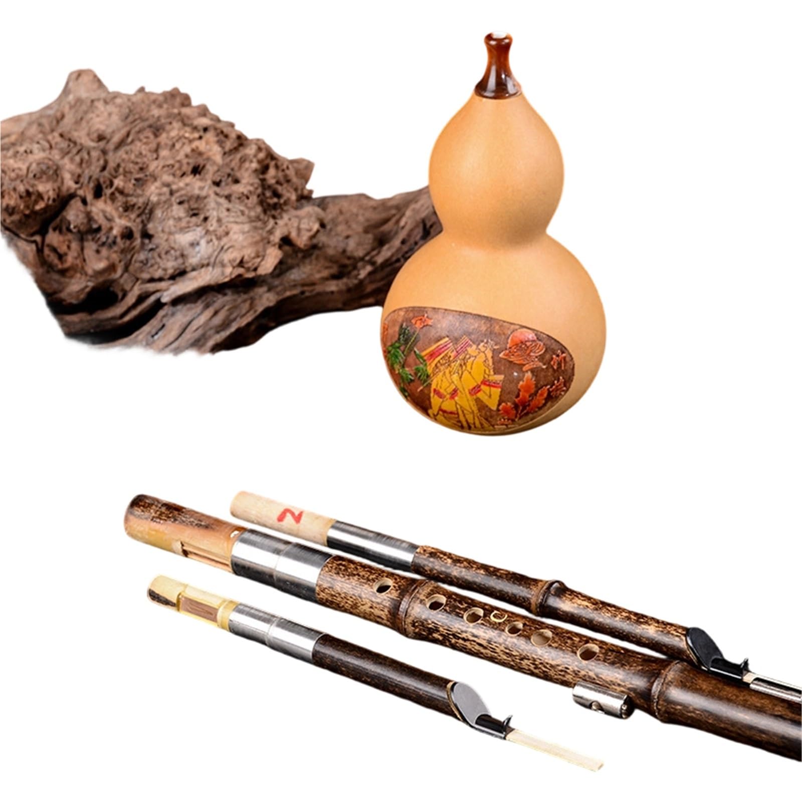 Hulusi Flute Tradycyjny Instrument Muzyczny Z Trzema Tonami Na Flecie Tykwy Odpowiedni Do Nauki I Zabawy(C major)