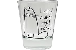 I Need A Shot Right Meow, Purr-fect Cat Shot Glass (1.75 fl oz)