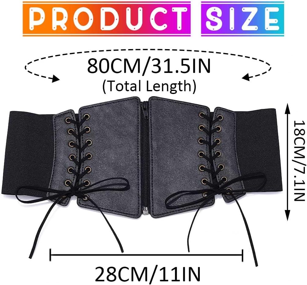 COSYDAYS Black Zipper Corset Belt Wide Leather Costume Belts Fashion Elastic Waist Belt Accessories for Women - Image 3