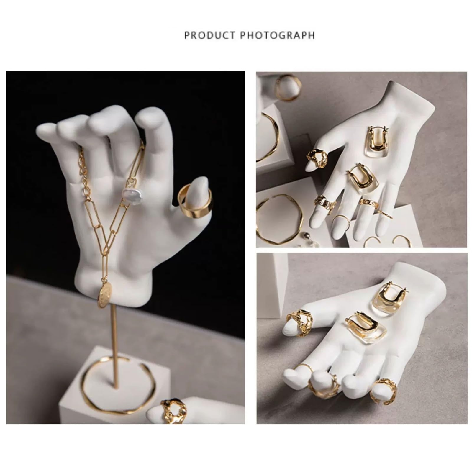 Estetyka 4 Pack Gypsum Hand Model Jewelry Display Stand Set