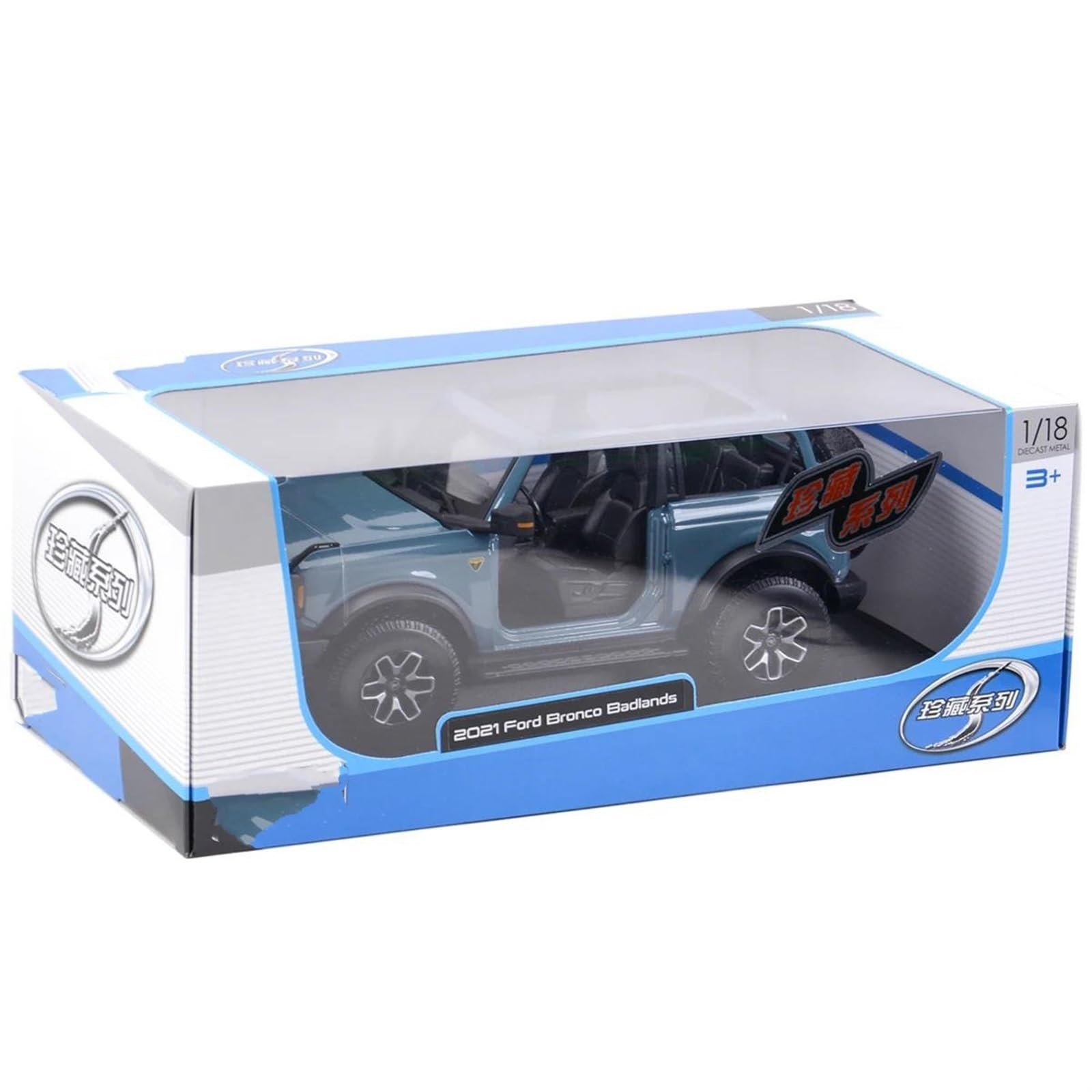Metallo Scala Replica 1 18 Per Ford Bronco Badlands 2021 Veicoli Pressofusi Statici Modelli Di Auto Da Collezione Giocattoli(Blu)