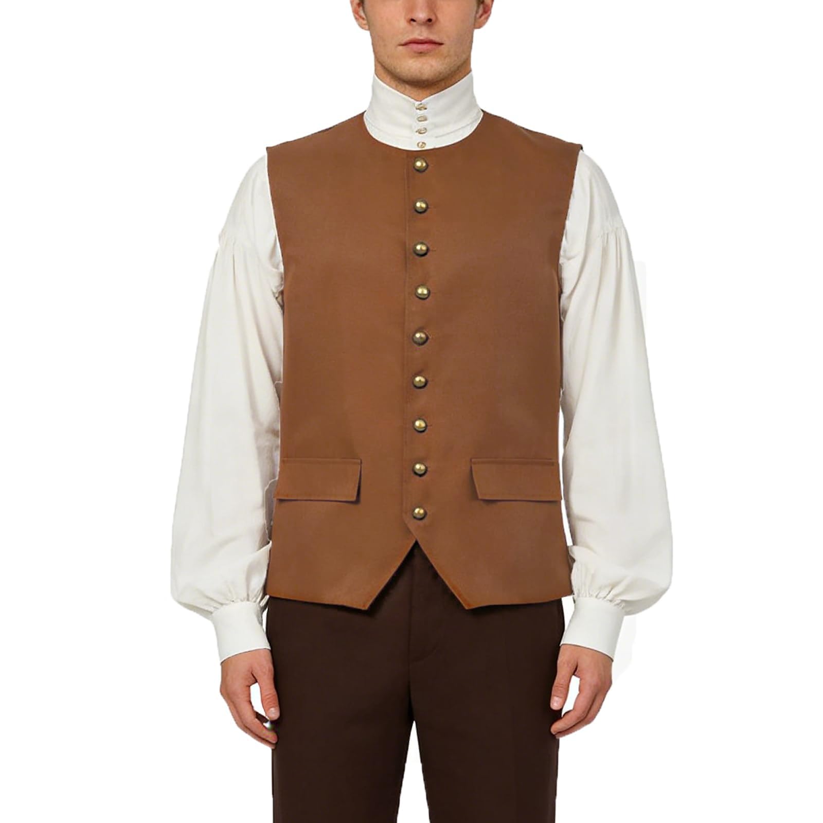 BPURB Men Colonial Vest Renaissance Medieval Viking Costume Gothic Steampunk Halloween Cosplay Waistcoat