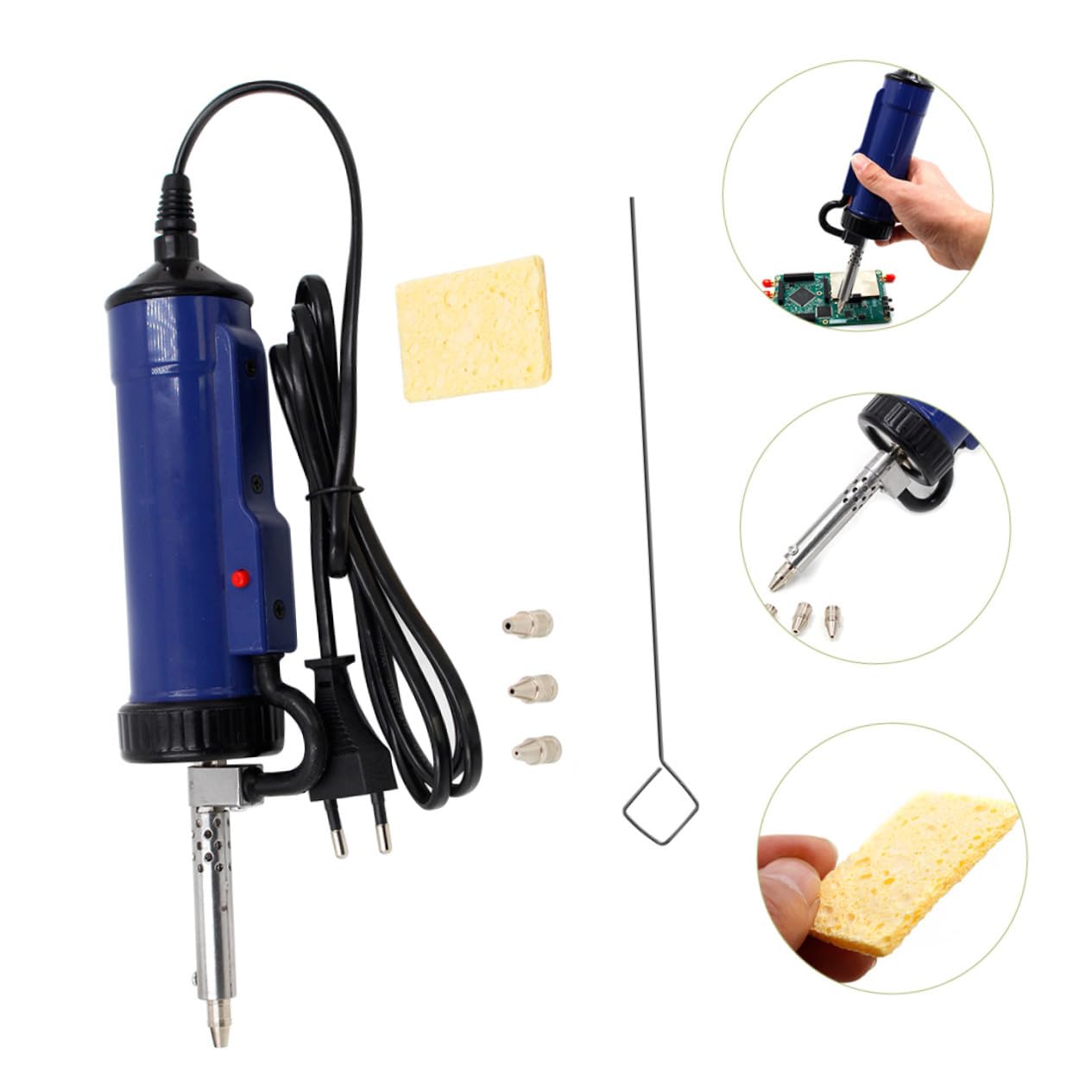 DOITOOL Bomba Desoldadora Eléctrica Acero Inoxidable y Cobre para Estaño con Ventosa y Boquillas Reemplazables, Operación Sencilla y Mantenimiento de Aparatos Electrónicos
