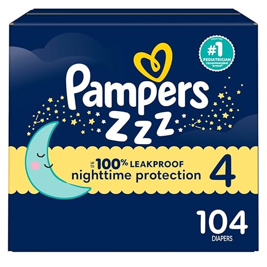 Pampers ZZZ Overnight Diapers, Size 4 (22-37 lbs), 104 Count, Nighttime Protection Disposable Baby Diaper, Night Time Leak and Skin Protection