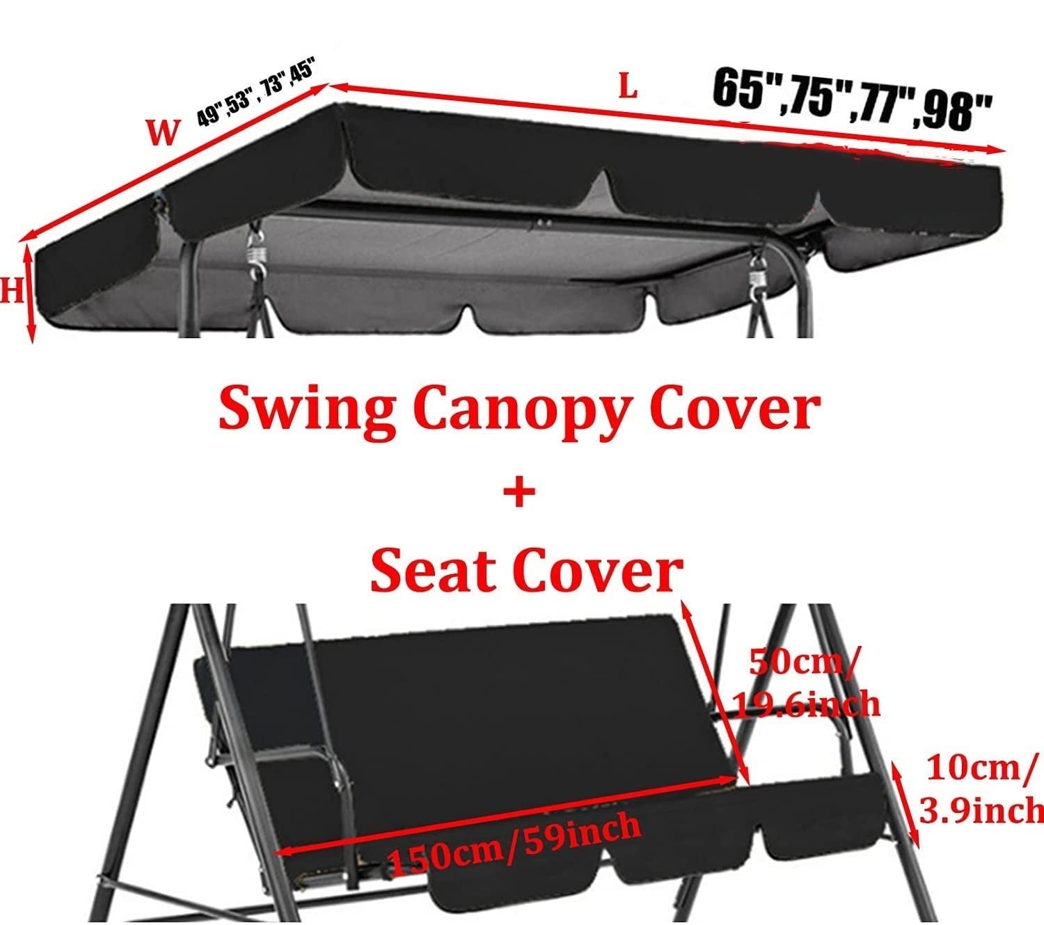 Toldo de Repuesto para Columpio de Exterior Parasol para Patio Juego de Cubierta para Columpio Parasol para Patio y Funda para Cojines Color Verde 75x53x6 Pulgadas.