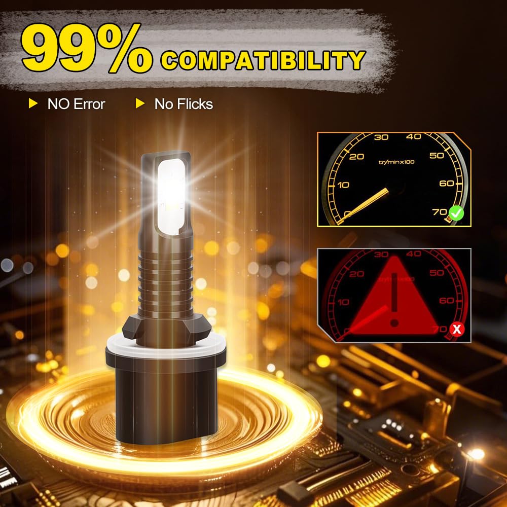 Bombillas LED para Faro Delantero, 9012 HIR2 Luz de carretera y luz de cruce, 880 Luz Antiniebla, 120W, 6000K Blanca, Bombillas LED de bajo consumo, For Hyundai Tucson 2014-2015