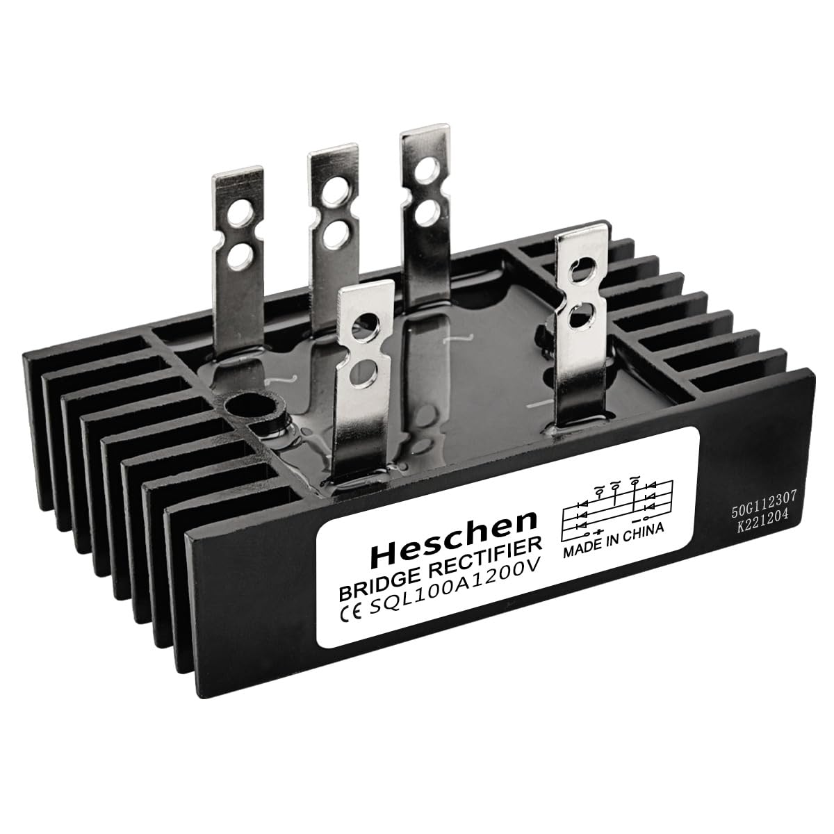 Heschen SQL-100A Pont redresseur triphasé à diode, 5 bornes, 100 A