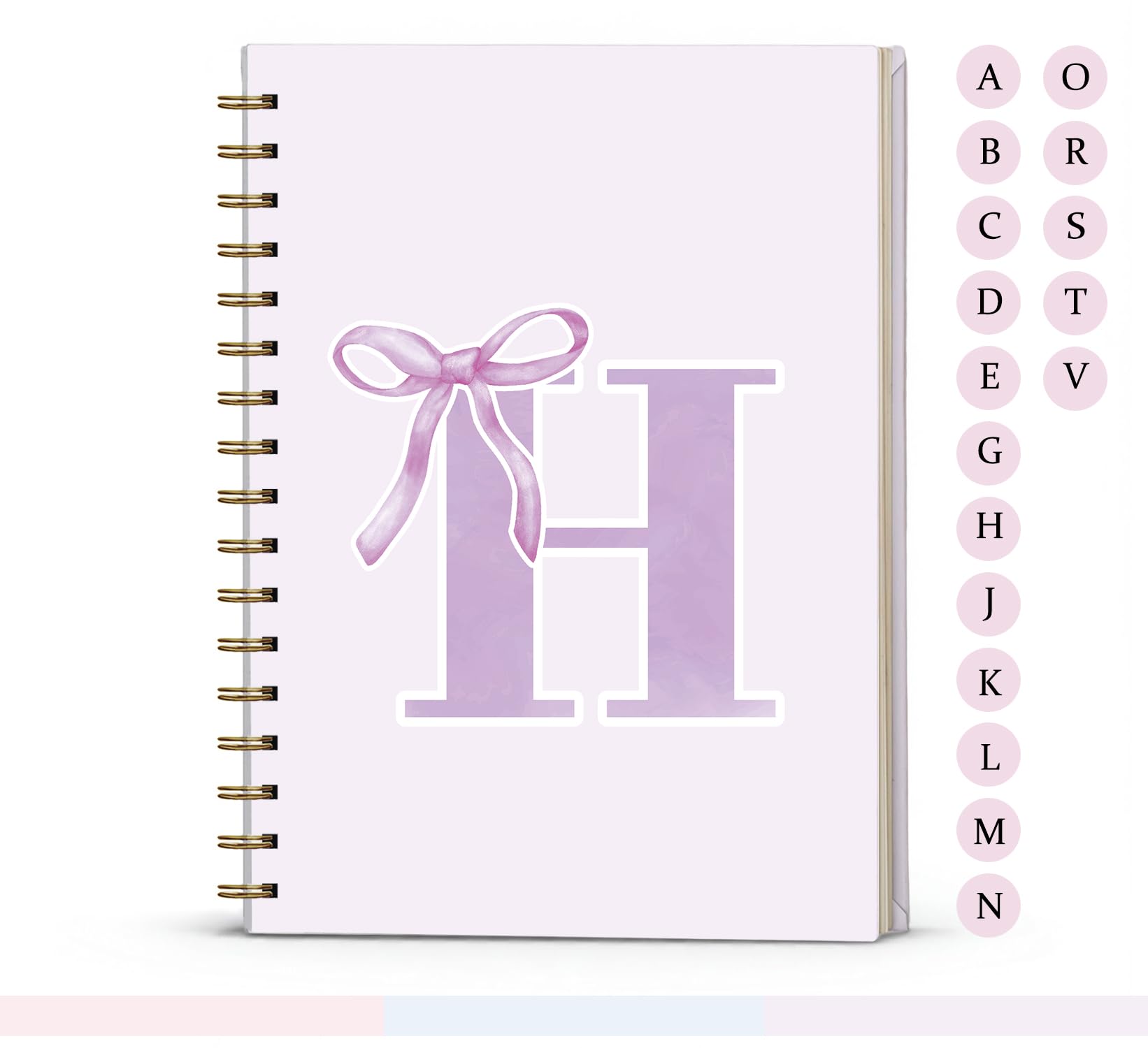foedor Purple Bow Journal Notebook for Girls,Initial H Journals Personalized Diary Gifts for Teen Girl Kids,Monogrammed Gifts for Women,Trendy