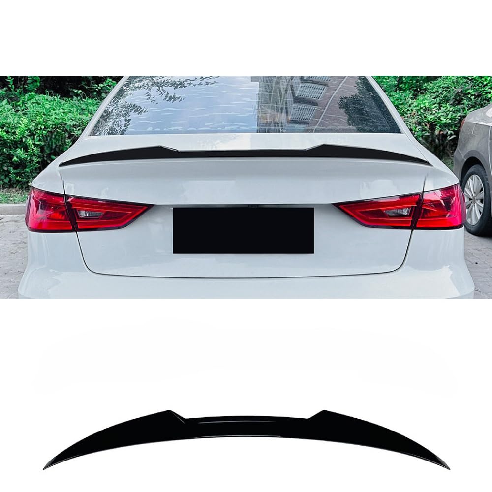 FJINQIANG Car Spoiler Rear for Audi A3 8V M4 2014-2020, Sedan Rear Trunk Boot Lip Wing Spoiler, Rear Wing Spoiler Trim Cover,Glossy Black