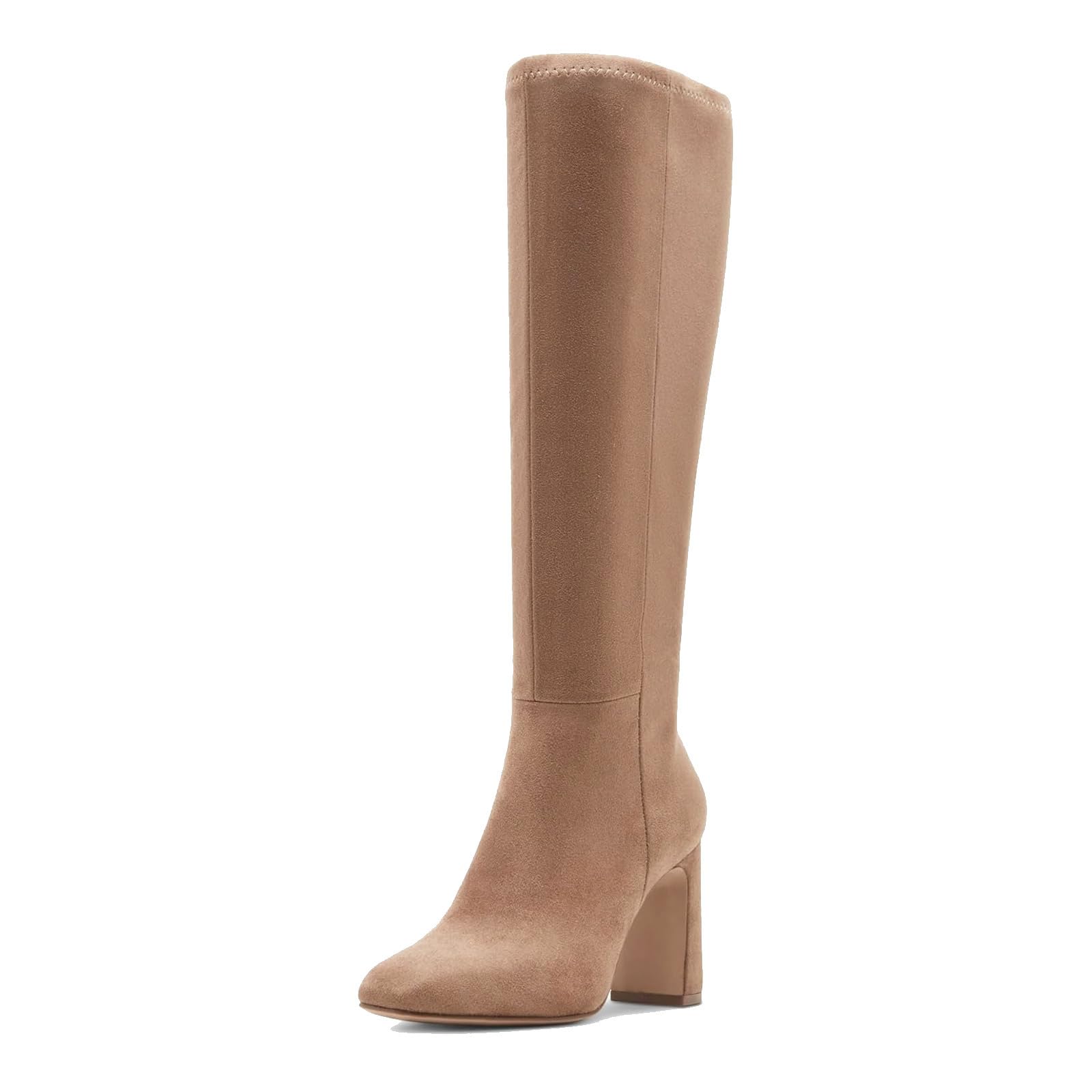 MICIFA Knee High Boots Women Chunky Heel Square Toe Tall Boot for Women Leather Side Zipper Long Shoes