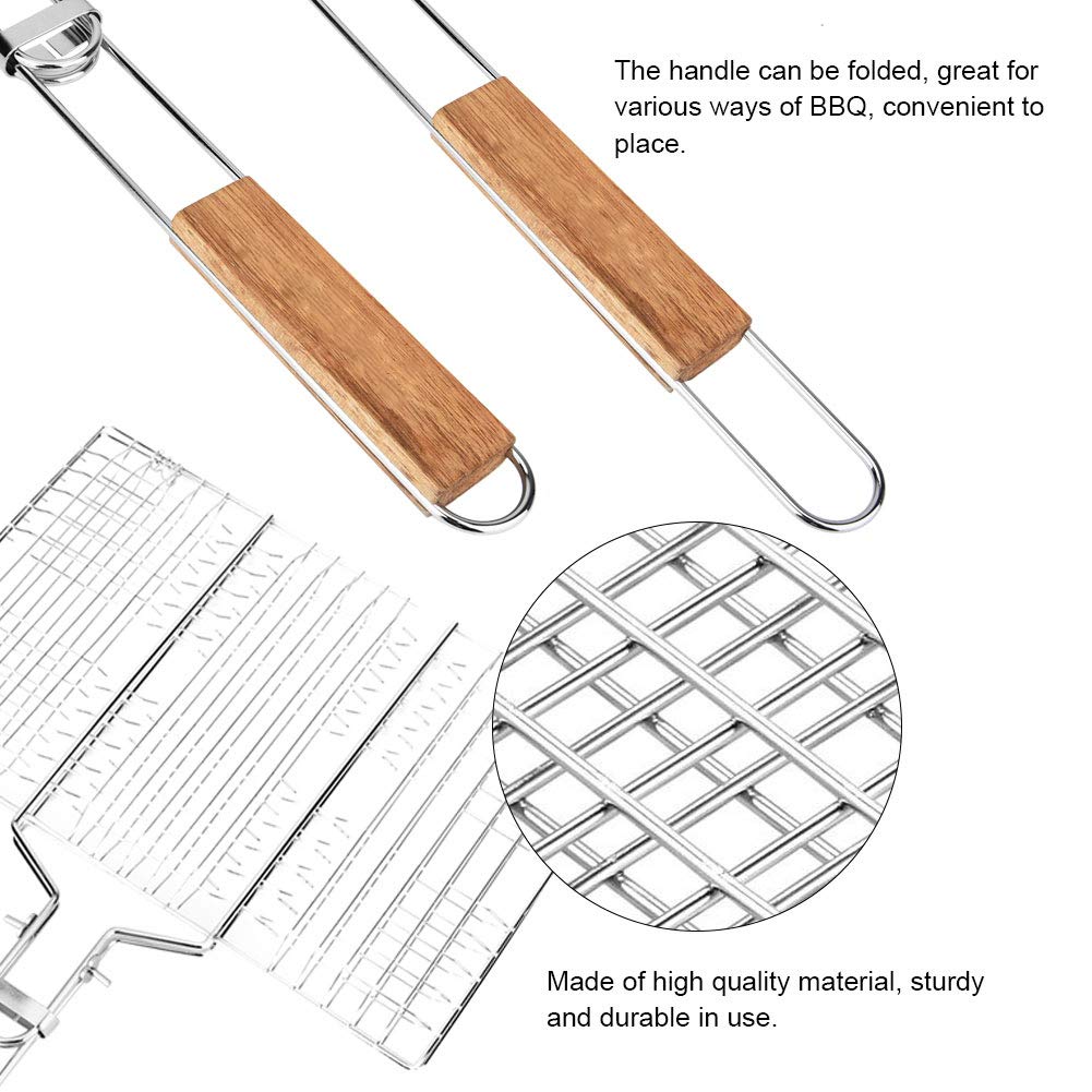 Cesta para Parrilla, Cesta para Asar Pescado, Cesta Portátil de Metal para Barbacoa para Pescado, Verduras Y Gambas, Accesorios para Barbacoa