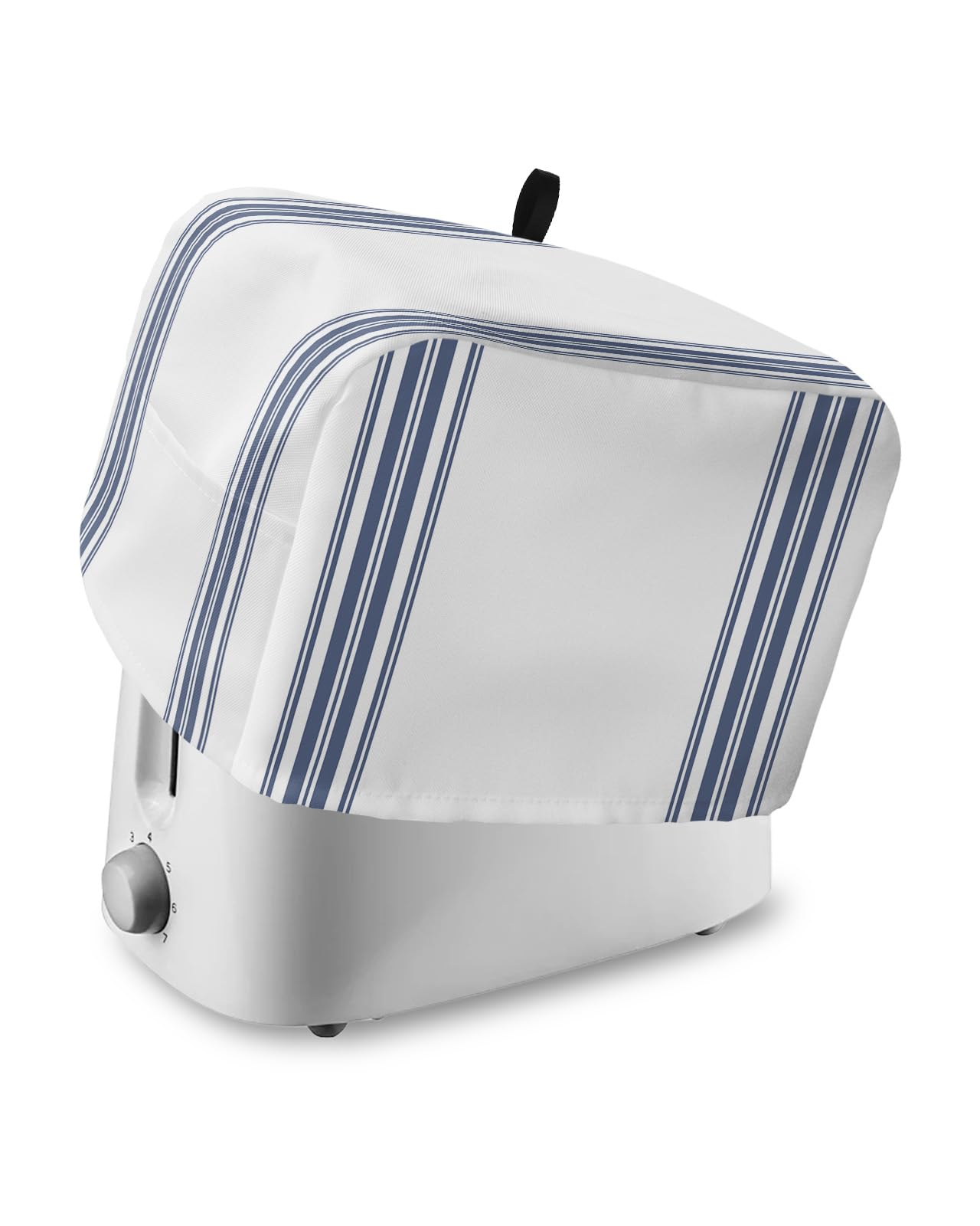 Toaster Cover with Pockets Blue Ticking Vertically Stripe Bread 4 Slice Toaster Oven Covers for Kitchen, Simple White Dust Cover for Small Appliance Cover Fingerprint Protection, Bread Machine Cover