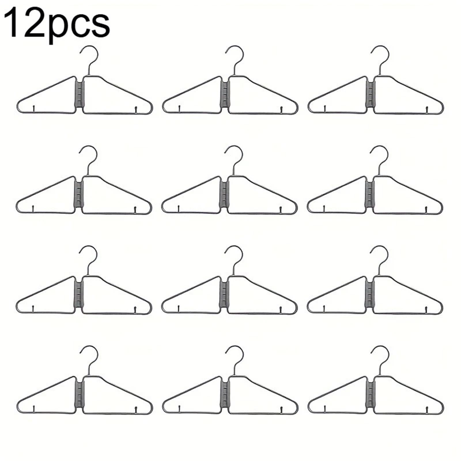 Confezione da 12 grucce pieghevoli portatili, per viaggi, design salvaspazio, ideali per vestiti e cappotti (grigio chiaro)