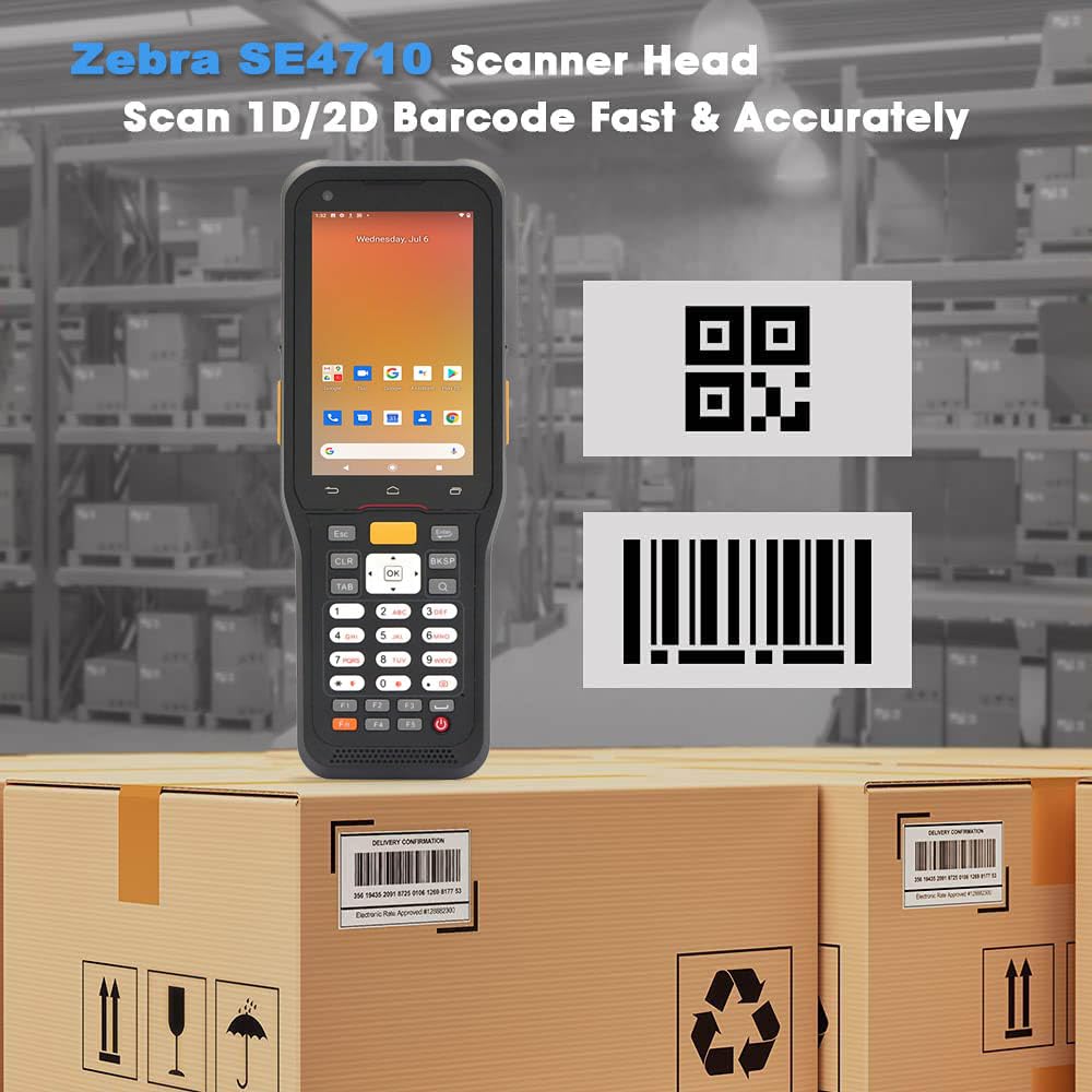 Android 10 skaner kodów kreskowych 1D/2D z Zebra SE4710, 7500 mAh, przemysłowy PDA z uchwytem pistoletowym, 4 GB + 64 GB, 4G LTE, Wi-Fi, GPS, IP67 MDE urządzenie do magazynowania i logistyki