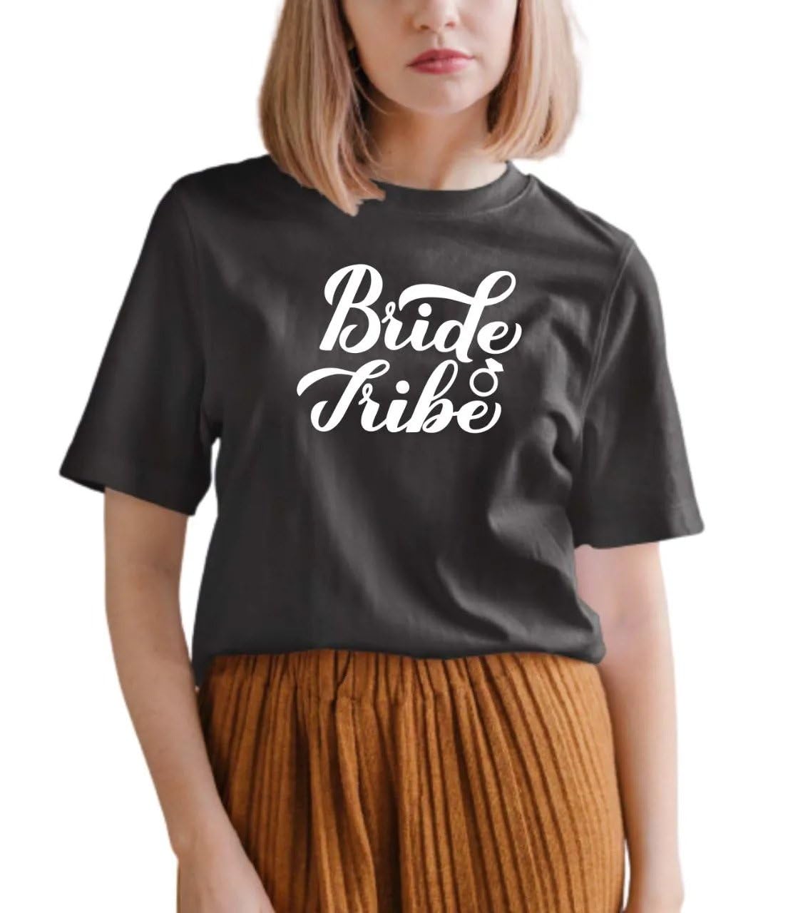 GenericBride tribe Black T-Shirt for Bride Team, | Premium Cotton T-Shirt for Girls