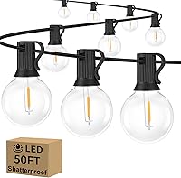 Vista 13 de Bosceos Tira de luces LED G40 de 25 pies para exteriores, regulables, impermeables, inastillables, con 13 bombillas conectables, luces colgantes