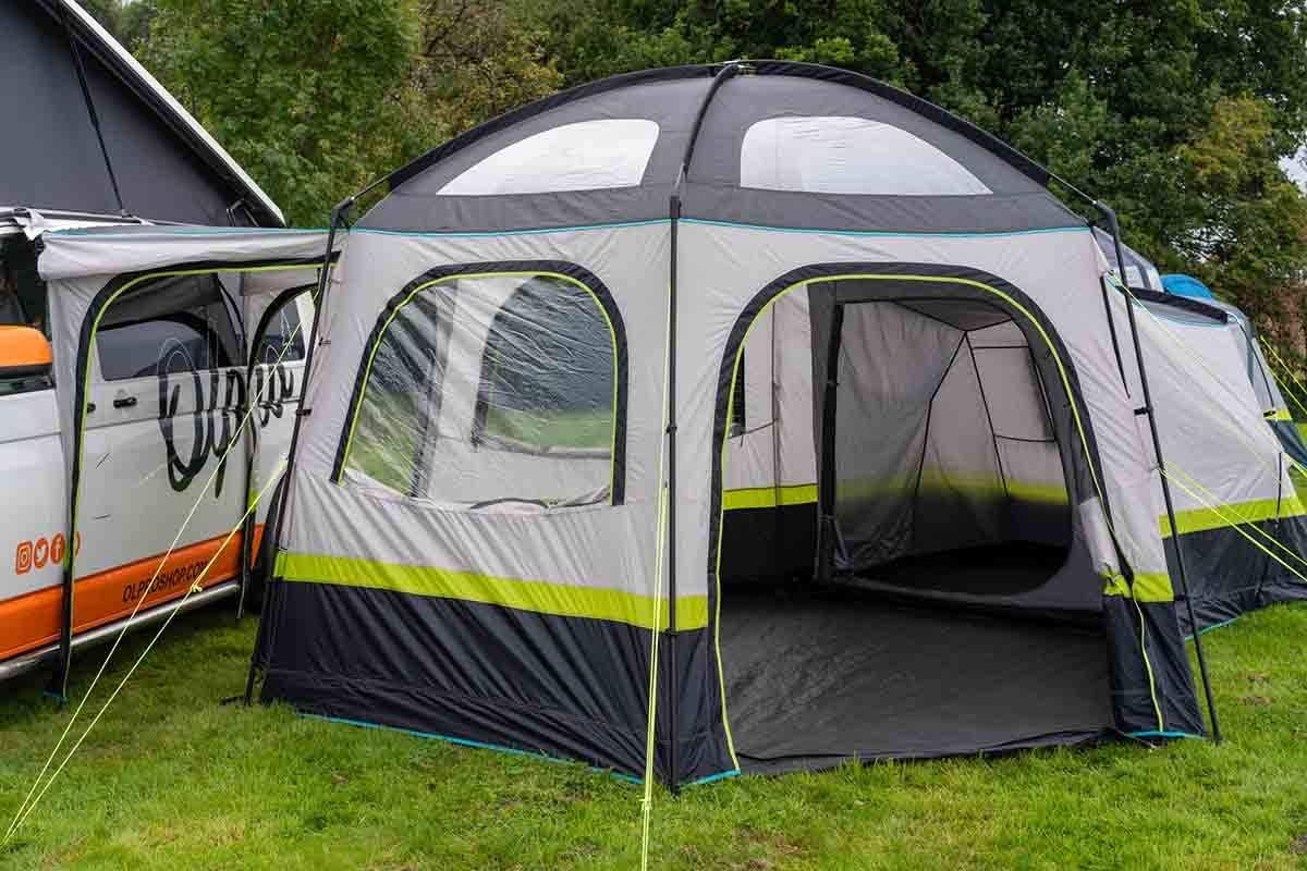 OLPRO Hive Vorzelt für Wohnmobile, 3,3 m x 3,3 m, sechsseitige Markise mit 2 m x 2 m Schlafsack, eingenähter Bodenplane, freistehendes Zelt für Fahrzeuge, 190 cm - 250 cm hoch