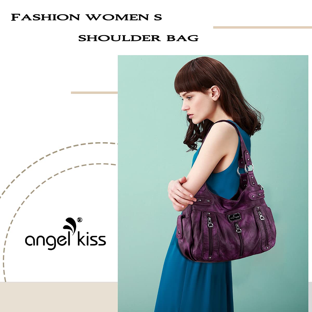 Angelkiss Duże torebki dla kobiet, sprane, sztuczna skóra, crossbody, hobo, na ramię