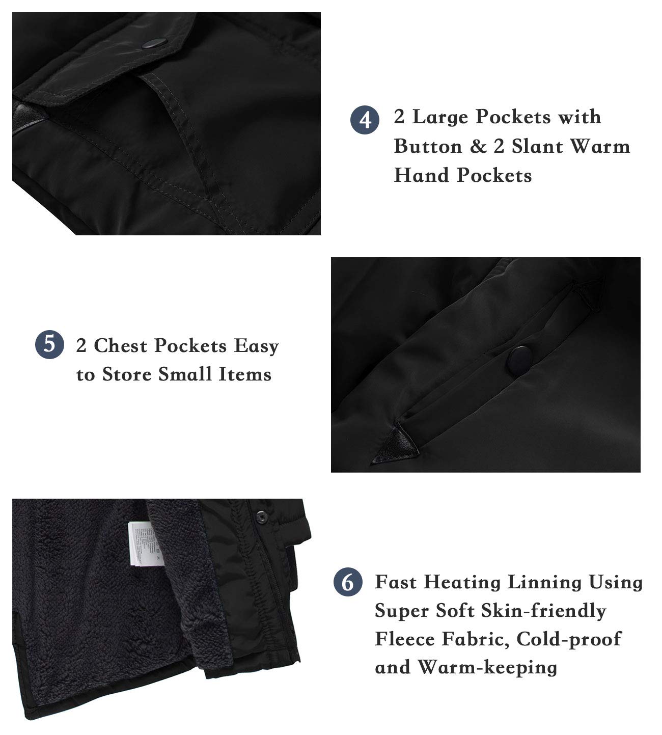 ZSHOW Garçons Hiver Coton Manteau Rembourré Imperméable Veste Fourrure Synthétique Capuche Manteaux Chauds Veste Matelassée Parka Coupe-Vent