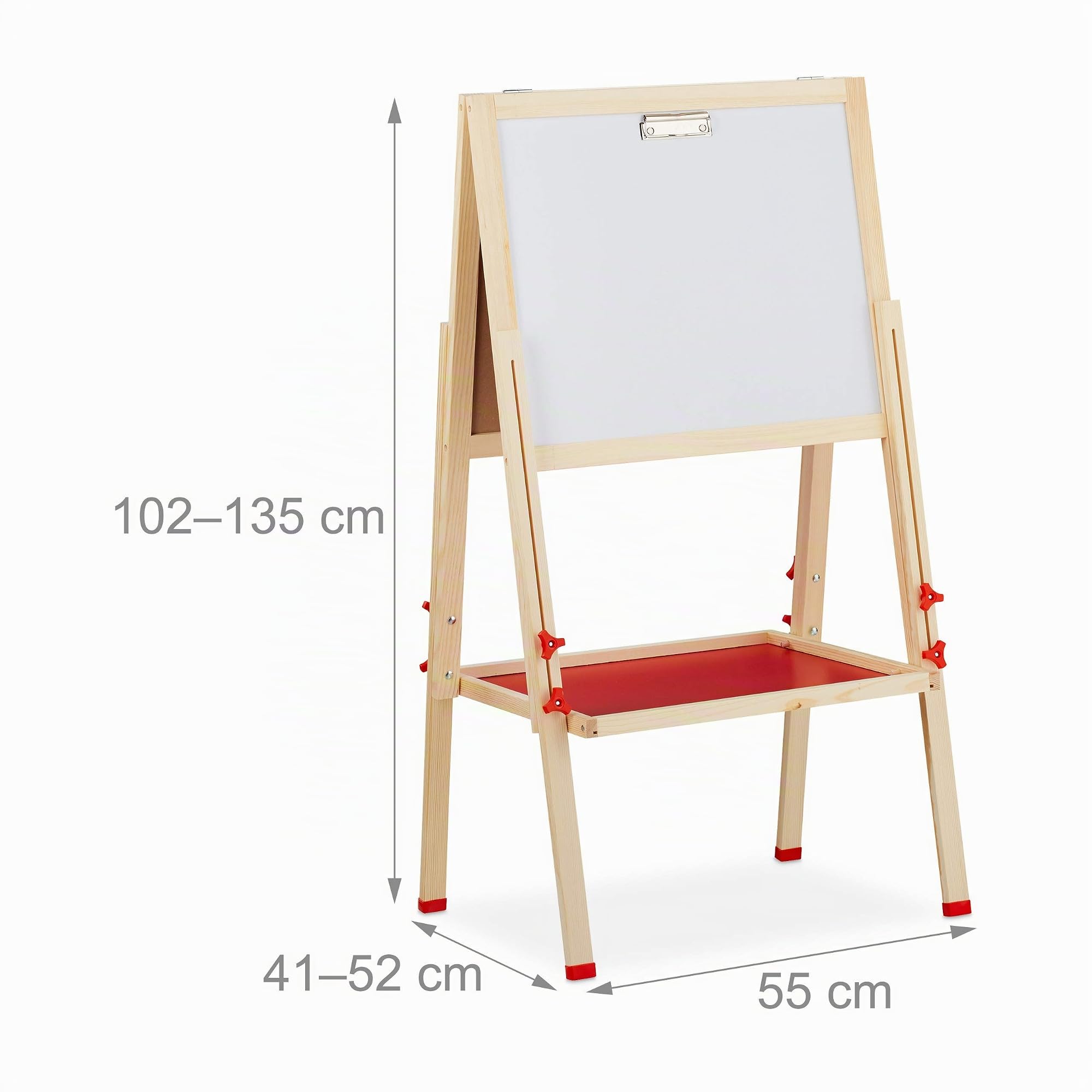 Relaxdays Pizarra Infantil Doble para Rotuladores y Tizas, Altura Ajustable, Madera, 102-135 x 55 x 52 cm, Marrón
