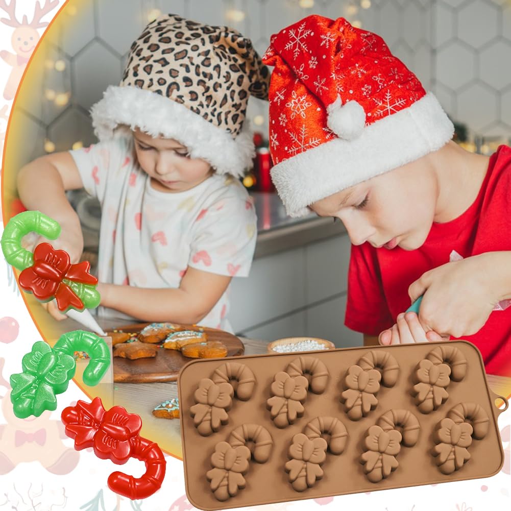 Moule En Silicone En Forme De Canne à Sucre D'orge De Noël, Moule à Chocolat, Moule De Cuisson Pour Bonbons, Gelée, Moule à Sucre D'orge Pour Bricolage Au Chocolat Et Bonbons