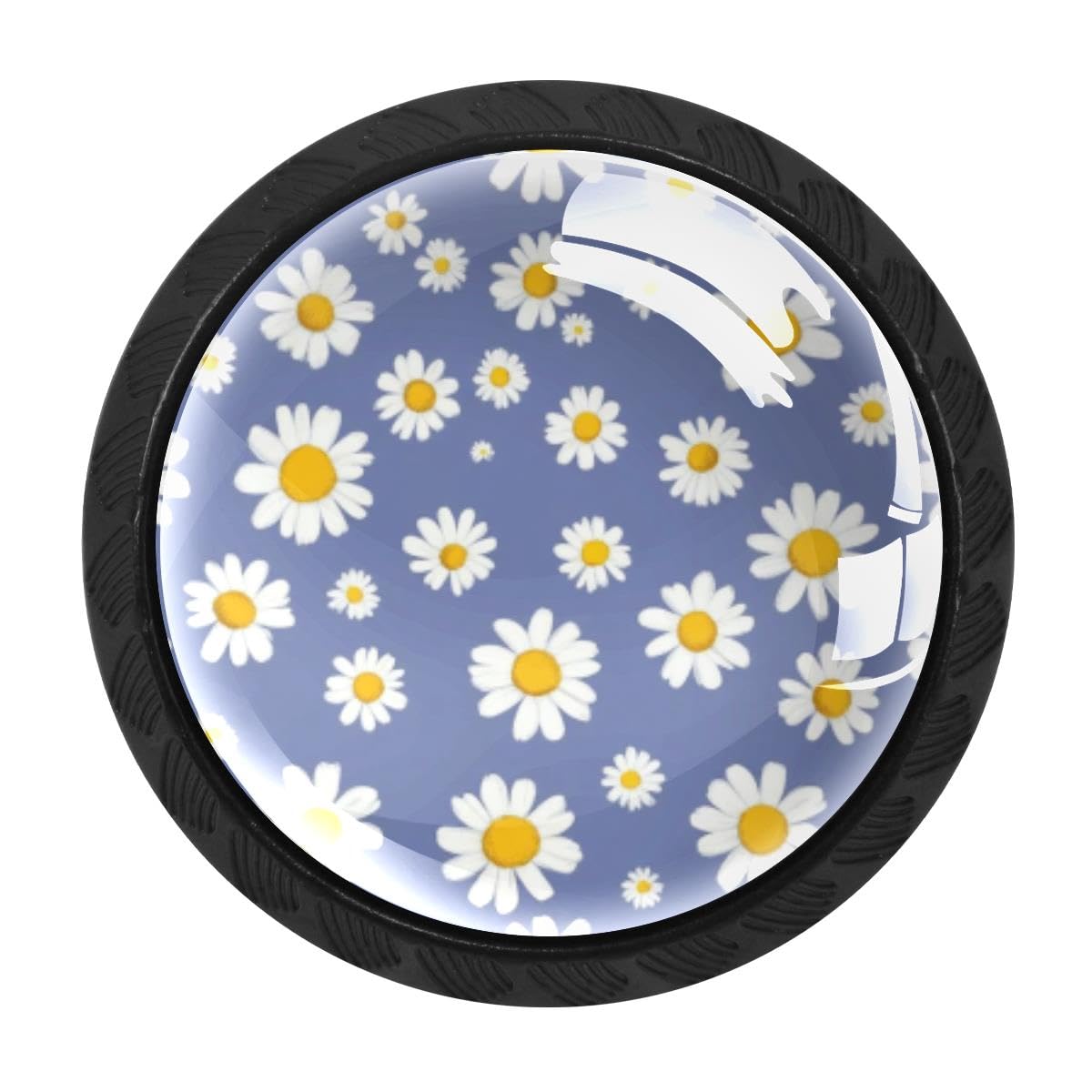 4 PCS Cabinet Knobs, Daisies Floral Flower Drawer Knobs Dresser Handles