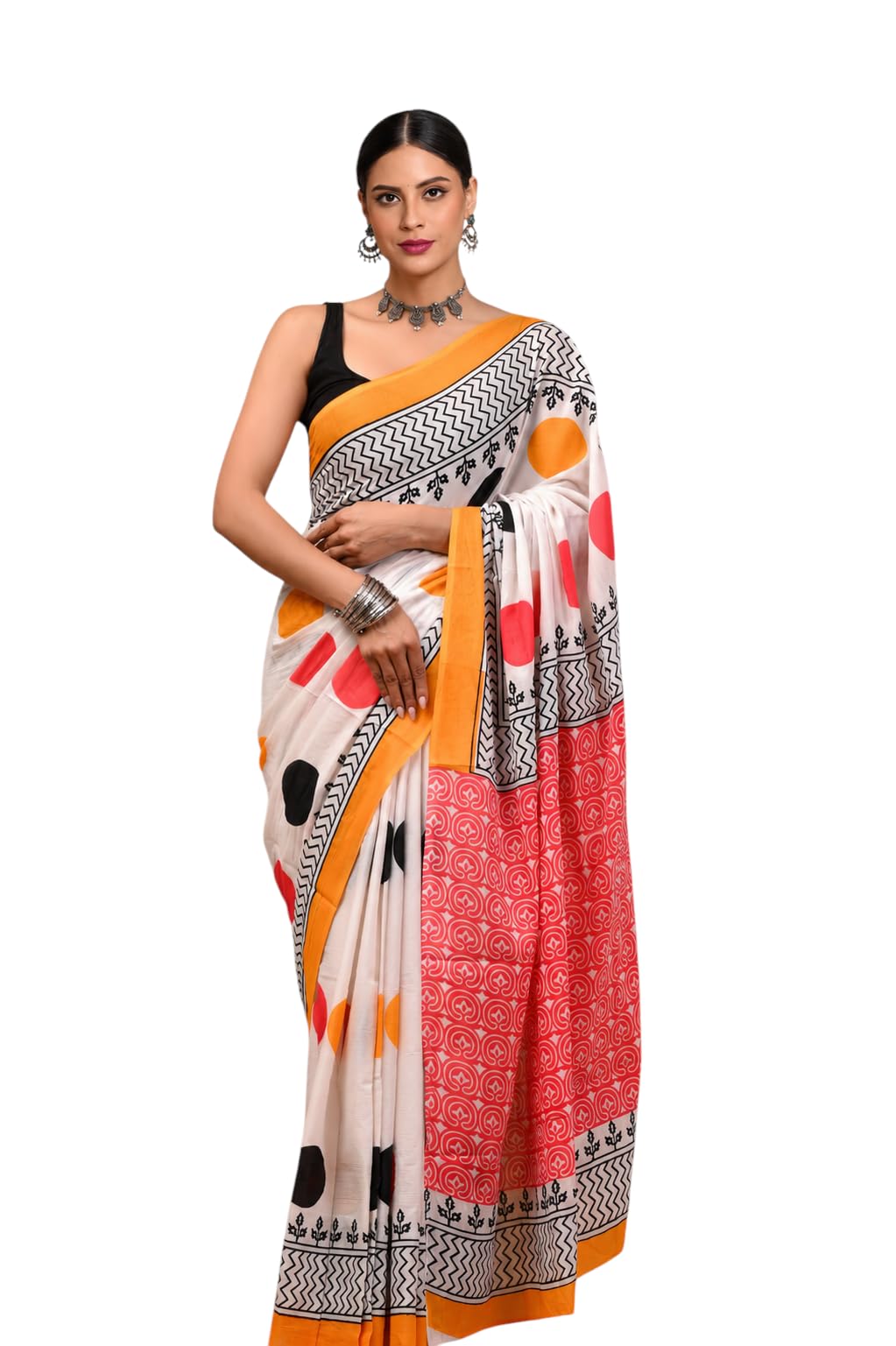 Pure Cotton saree for women with unstitched blouse piece-picture-38