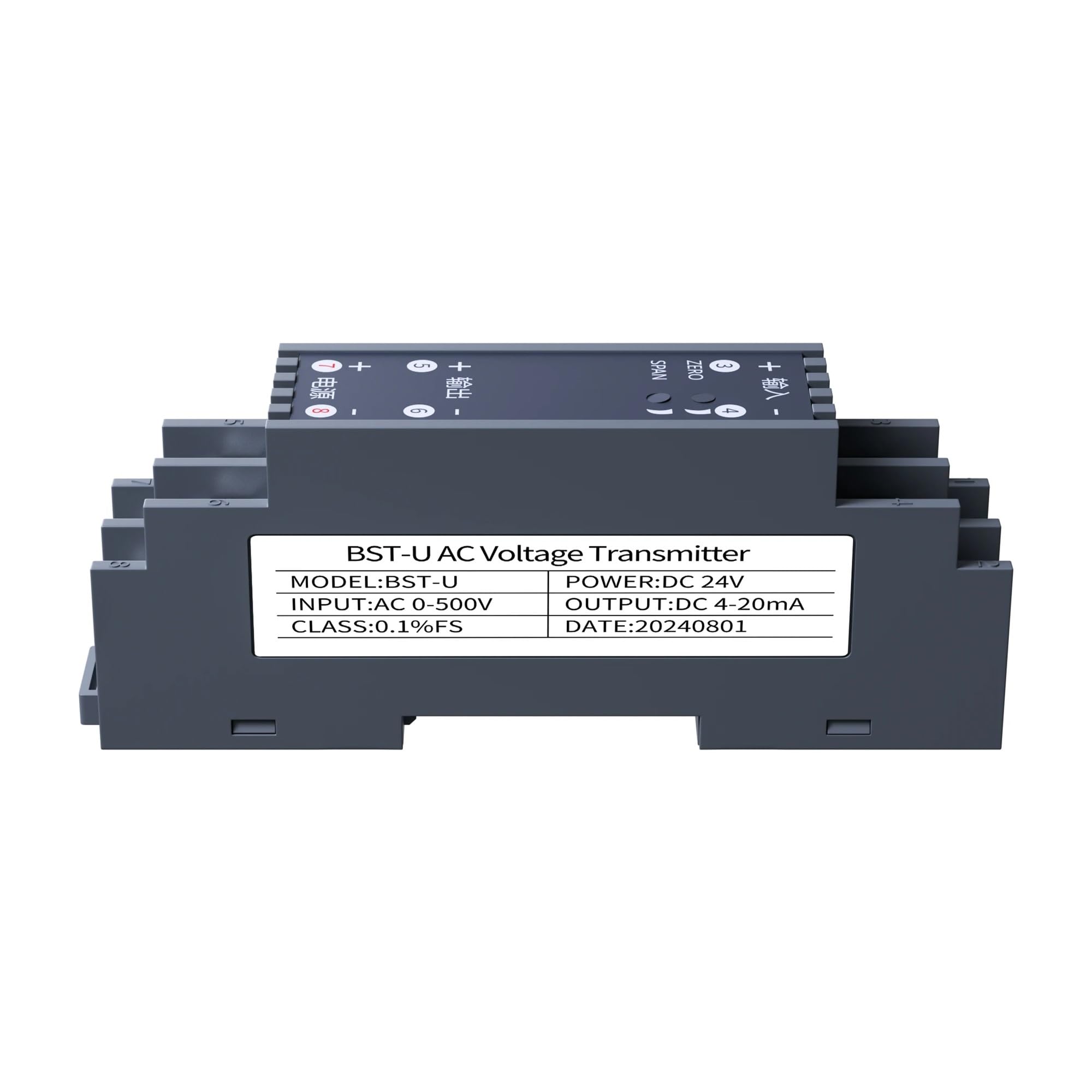 PVTLCYBI 1A5A10A AC Current Transducer 4-20ma Converter Module AC Input 0-500ma Current Transmitter AC Current Transducer DC24V(Input AC 0-5A)